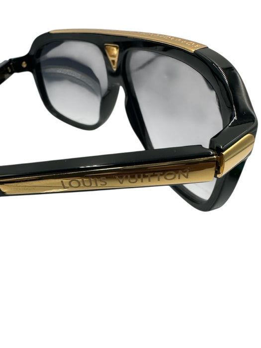 Louis Vuitton Black & Gold Tone Acetate Metal Accent Flat Top Sunglasses Black & Gold Tone