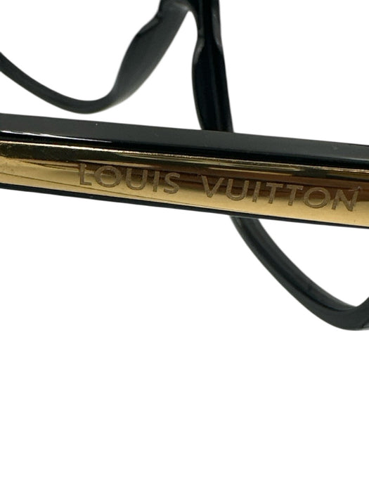 Louis Vuitton Black & Gold Tone Acetate Metal Accent Flat Top Sunglasses Black & Gold Tone