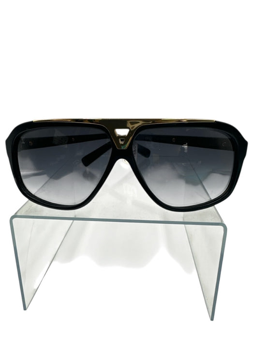 Louis Vuitton Black & Gold Tone Acetate Metal Accent Flat Top Sunglasses Black & Gold Tone