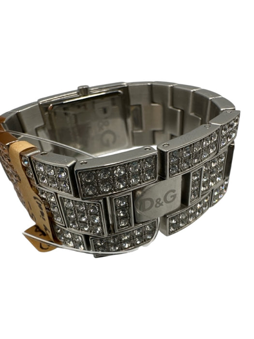 D&G Dolce & Gabbana Silver & Clear Stainless steel Rhinestone Clasp Watches Silver & Clear