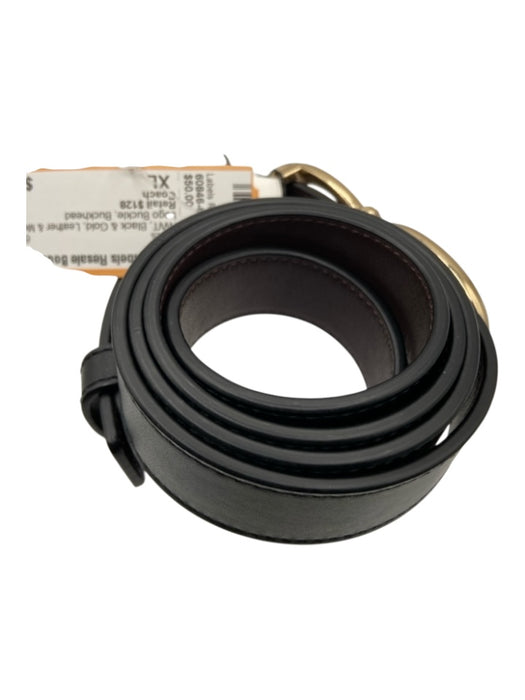 Coach black & gold Leather & Metal Logo Buckle Belts Black & Gold / XL