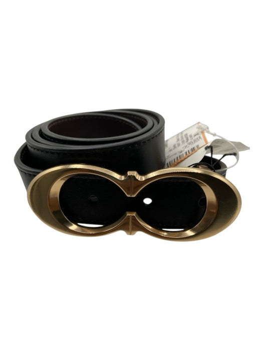 Coach black & gold Leather & Metal Logo Buckle Belts Black & Gold / XL