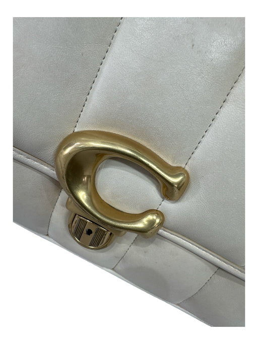 Coach Ivory White Leather Quilted Pillowed Brass Hardware Crossbody Strap Bag Ivory White / S/M