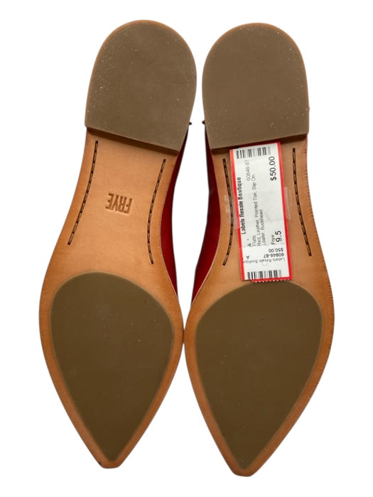 Frye Shoe Size 9.5 Red Leather Pointed Toe Slip On Loafer Flats Red / 9.5