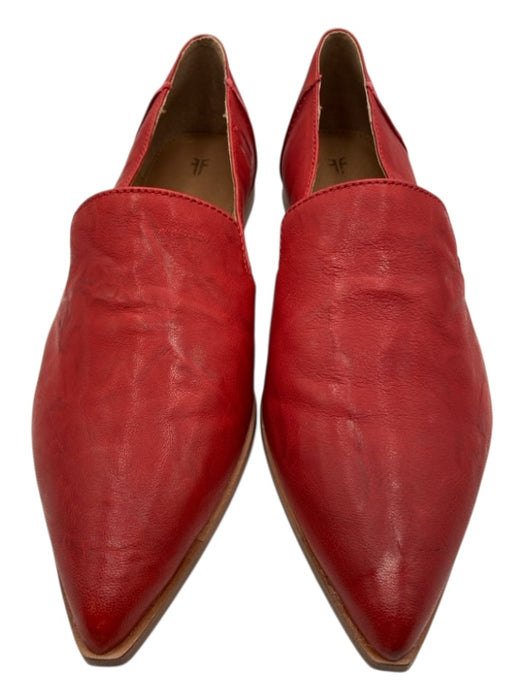 Frye Shoe Size 9.5 Red Leather Pointed Toe Slip On Loafer Flats Red / 9.5