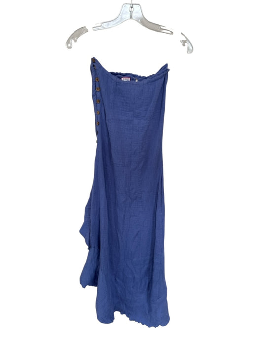 Free People Size S Purple Cotton Blend Built in bra Strapless Side Buttons Dress Purple / S