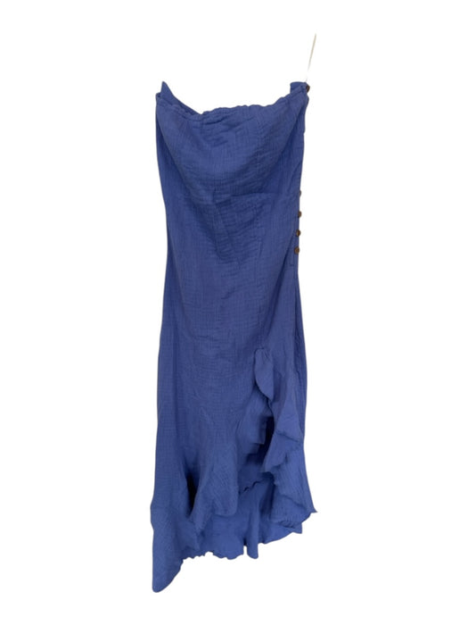 Free People Size S Purple Cotton Blend Built in bra Strapless Side Buttons Dress Purple / S