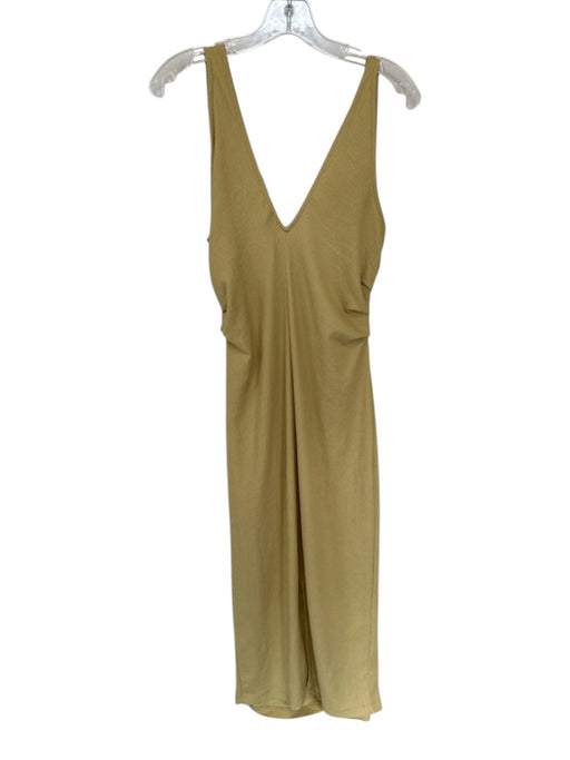 FP Beach Size M Tan Polyester Sleeveless Gathered Front Maxi Dress Tan / M