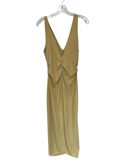 FP Beach Size M Tan Polyester Sleeveless Gathered Front Maxi Dress Tan / M