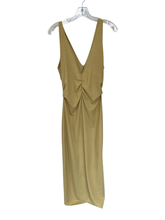 FP Beach Size M Tan Polyester Sleeveless Gathered Front Maxi Dress Tan / M