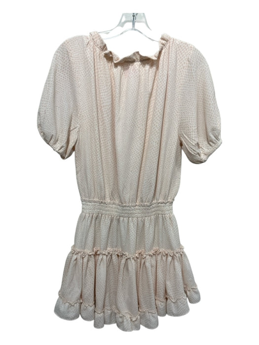 Buddy Love Size S White & Pink Poly Geometric Tiered Tassel Smocked Dress White & Pink / S