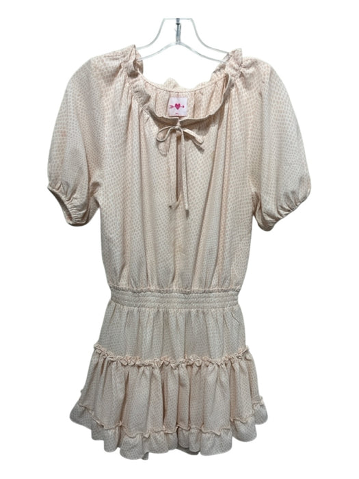 Buddy Love Size S White & Pink Poly Geometric Tiered Tassel Smocked Dress White & Pink / S