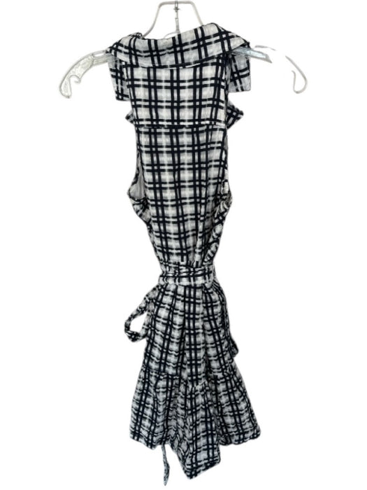 Maeve Size 2 Black & White Cotton Blend Plaid Button Sleeveless Collared Dress Black & White / 2