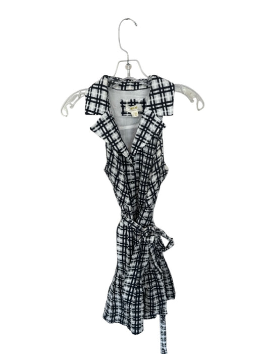 Maeve Size 2 Black & White Cotton Blend Plaid Button Sleeveless Collared Dress Black & White / 2