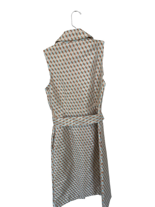 Tuckernuck Size S Brown & Blue Polyester Blend Geometric Collared Dress Brown & Blue / S