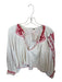 Free People Size M White & Red Cotton Long Balloon Sleeve V Neck Top White & Red / M