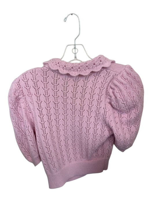 ASTR Size M Pink Wool Blend Short Balloon Sleeve Crochet Collar Sweater Pink / M