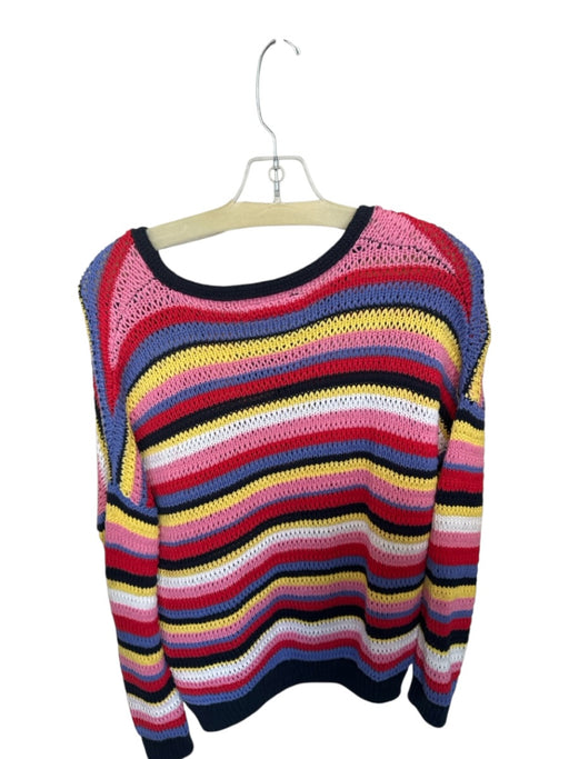 Superdry Size 8 Multi Cotton Long Sleeve Loose Knit V Neck Sweater Multi / 8