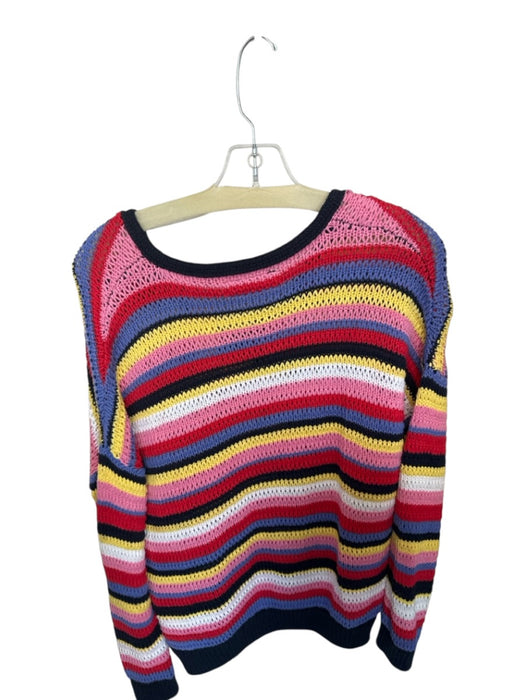 Superdry Size 8 Multi Cotton Long Sleeve Loose Knit V Neck Sweater Multi / 8
