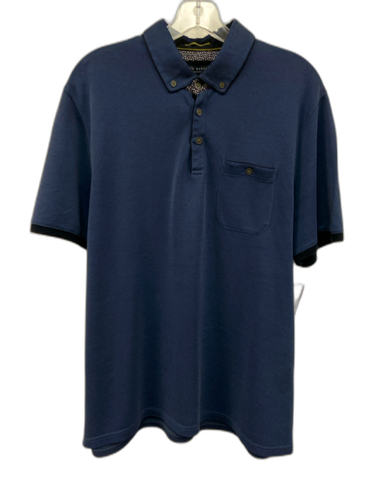 Ted Baker Size 6 Navy Blue Modal Solid Polo Men's Short Sleeve Navy Blue / 6