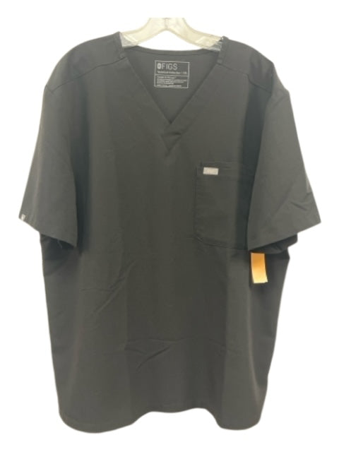 Figs Size XXL Black V Neck Short Sleeve pocket Top Black / XXL