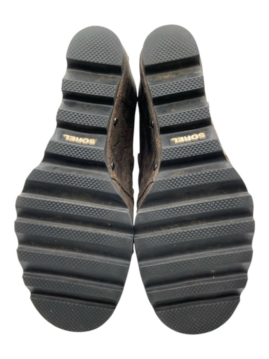 Sorel Shoe Size 6 Dark Brown Leather Lace Up Distressed Wedge Booties Dark Brown / 6