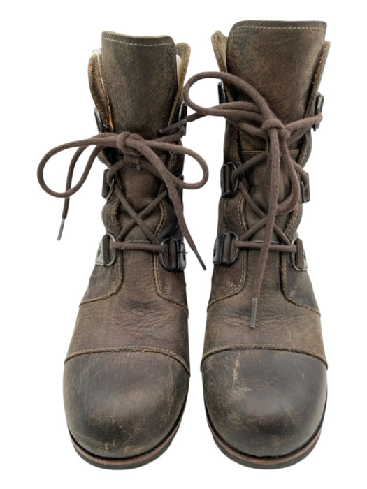 Sorel Shoe Size 6 Dark Brown Leather Lace Up Distressed Wedge Booties Dark Brown / 6