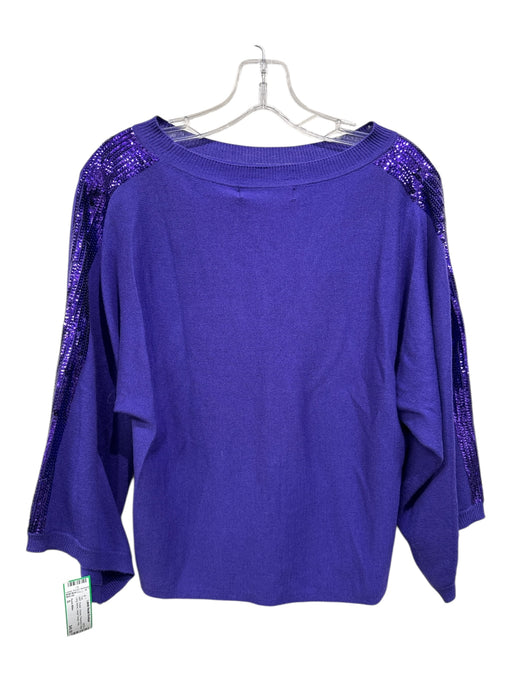 Karen Millen Size S Purple Viscose, Polyamide & Wool Long Sleeve Knit Top Purple / S