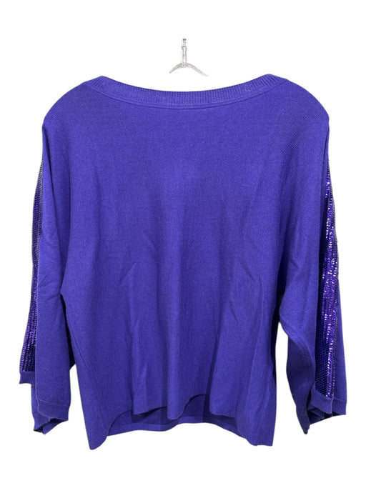 Karen Millen Size S Purple Viscose, Polyamide & Wool Long Sleeve Knit Top Purple / S