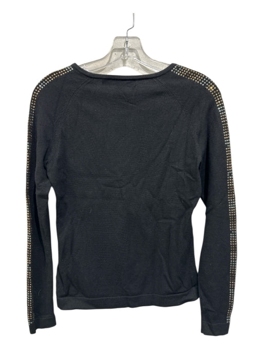 Karen Millen Size M Black & Multi Viscose & Polyester Long Sleeve Stones Top Black & Multi / M