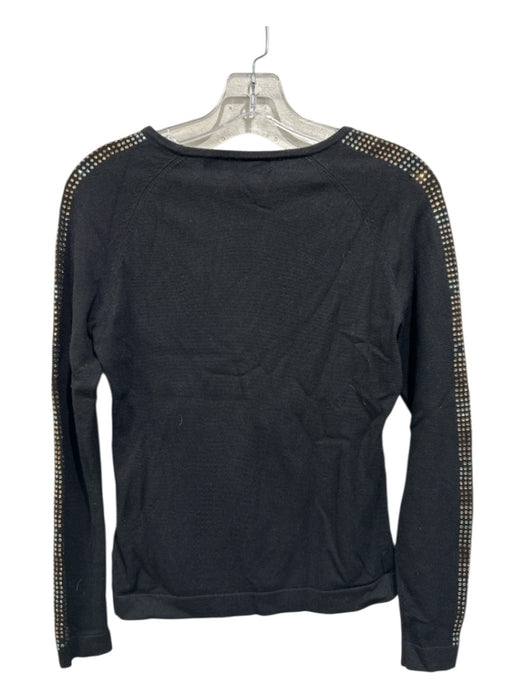 Karen Millen Size M Black & Multi Viscose & Polyester Long Sleeve Stones Top Black & Multi / M
