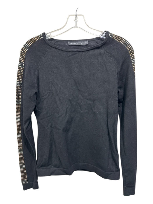 Karen Millen Size M Black & Multi Viscose & Polyester Long Sleeve Stones Top Black & Multi / M