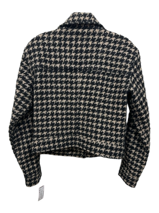 Avec Les Filles Size XS Black, Tan, Silver Wool Blend Long Sleeve Cropped Jacket Black, Tan, Silver / XS
