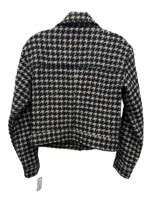 Avec Les Filles Size XS Black, Tan, Silver Wool Blend Long Sleeve Cropped Jacket Black, Tan, Silver / XS