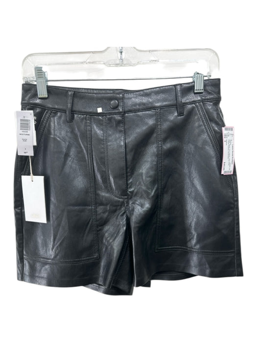 Wilfred Size 4 Black PU Leather High Rise Cargo Pockets Shorts Black / 4