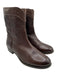 Frye Shoe Size 8 Dark Brown Leather Round Toe Stacked Heel Booties Dark Brown / 8
