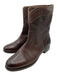Frye Shoe Size 8 Dark Brown Leather Round Toe Stacked Heel Booties Dark Brown / 8
