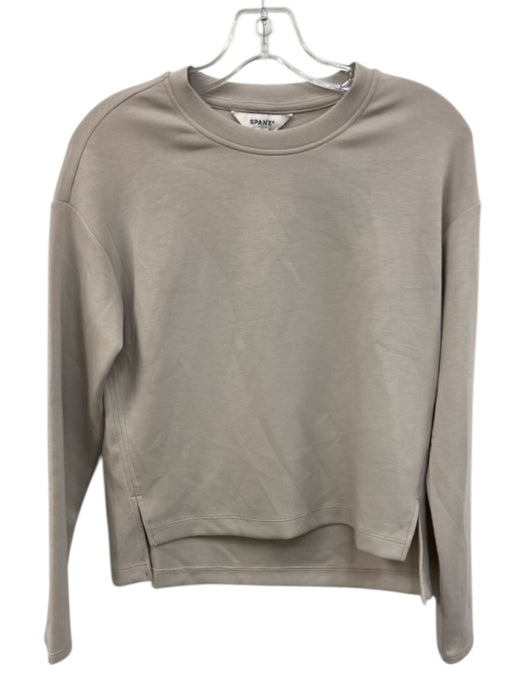 Spanx Size XS Beige Polyester Blend Heathered Round Neck Long Sleeve Top Beige / XS