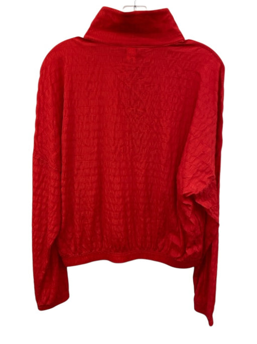 Spanx Size S Red Crinkle Mock Neck Zip Pocket Quarter Zip Jacket Red / S