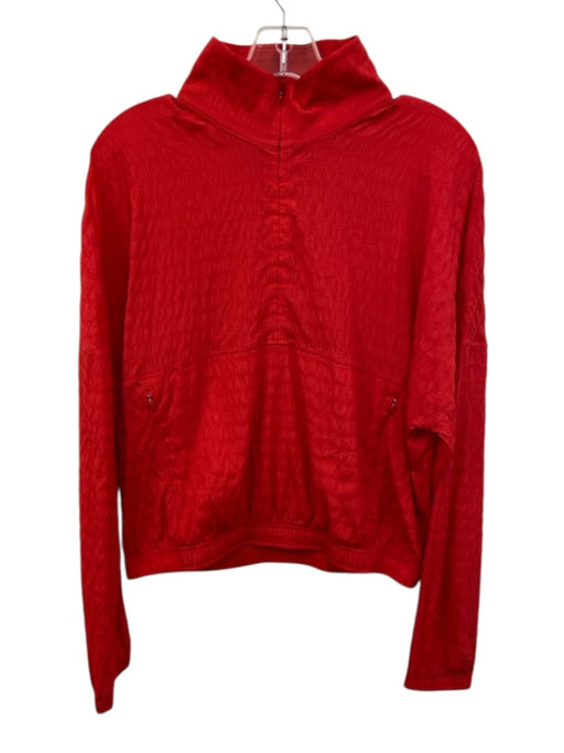 Spanx Size S Red Crinkle Mock Neck Zip Pocket Quarter Zip Jacket Red / S