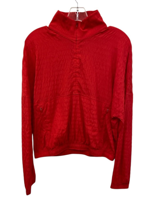 Spanx Size S Red Crinkle Mock Neck Zip Pocket Quarter Zip Jacket Red / S