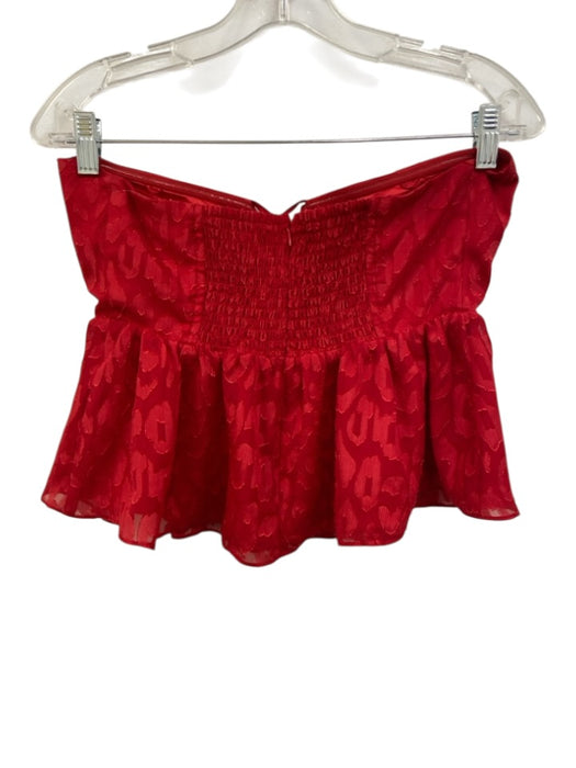 Milly Size S / 6 Red Polyester Flocked Detail Halter Neck Tiered Mini Skirt Set Red / S / 6