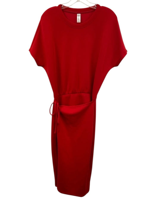 Spanx Size S Red Polyester Blend Tie Waist Dolman Sleeve Midi Dress Red / S