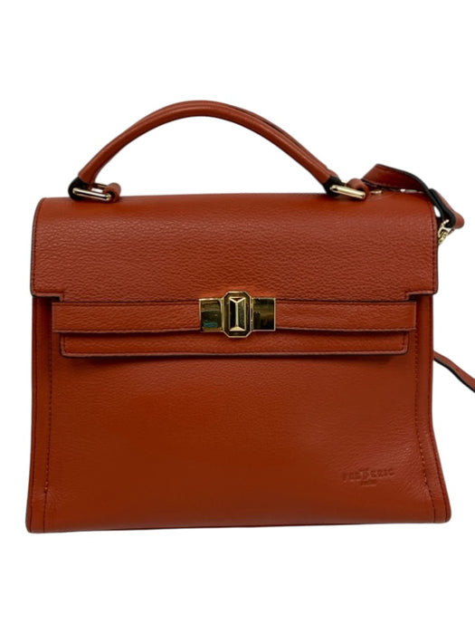 Frederic Paris Rust Orange Grained Leather Gold hardware Top Handle Satchel Bag Rust Orange / M