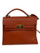 Frederic Paris Rust Orange Grained Leather Gold hardware Top Handle Satchel Bag Rust Orange / M