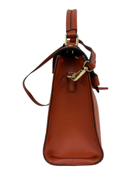 Frederic Paris Rust Orange Grained Leather Gold hardware Top Handle Satchel Bag Rust Orange / M