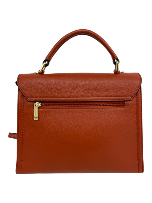 Frederic Paris Rust Orange Grained Leather Gold hardware Top Handle Satchel Bag Rust Orange / M