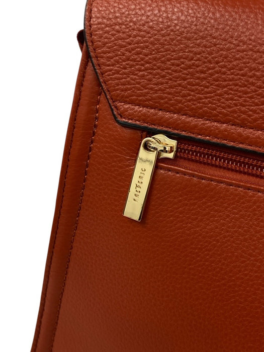 Frederic Paris Rust Orange Grained Leather Gold hardware Top Handle Satchel Bag Rust Orange / M