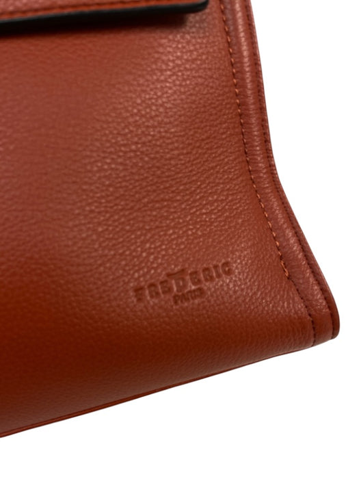 Frederic Paris Rust Orange Grained Leather Gold hardware Top Handle Satchel Bag Rust Orange / M