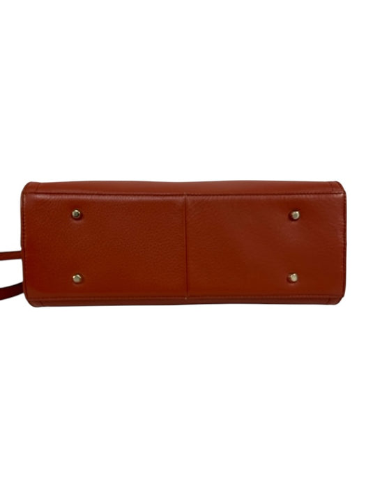 Frederic Paris Rust Orange Grained Leather Gold hardware Top Handle Satchel Bag Rust Orange / M